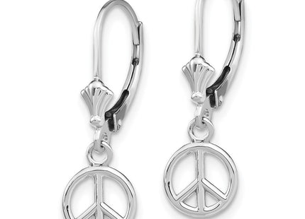 14K White Gold 3-D Peace Symbol Leverback Earrings (Style TF1788W)