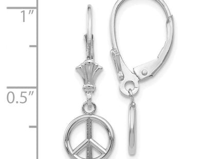 14K White Gold 3-D Peace Symbol Leverback Earrings (Style TF1788W)