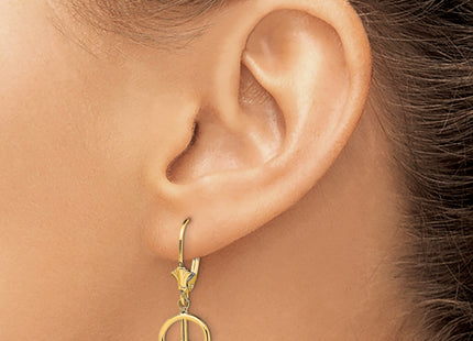 14K 3-D Peace Symbol Leverback Earrings