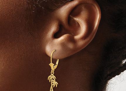 14K gold tree drop earrings, another view
