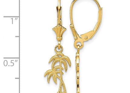 14K gold tree drop earrings, further view