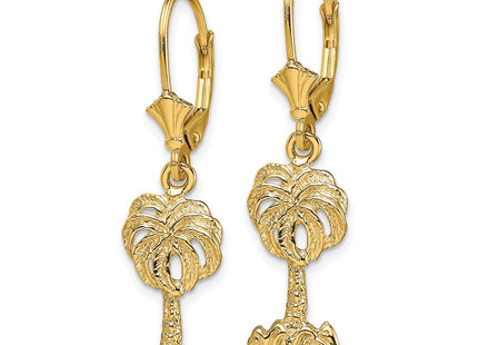 14K Palm Tree Leverback Earrings (Style TF1837)