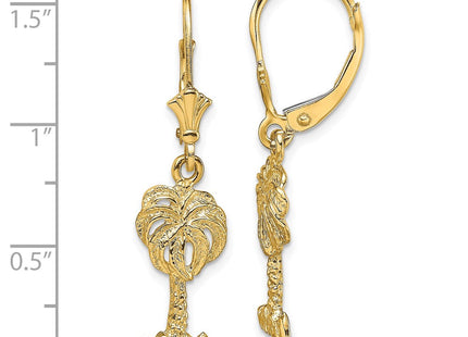 14K Palm Tree Leverback Earrings (Style TF1837)