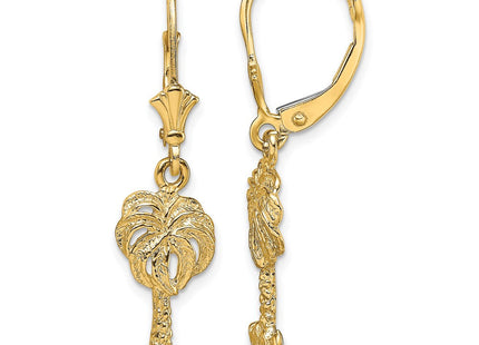 14K Palm Tree Leverback Earrings (Style TF1837)
