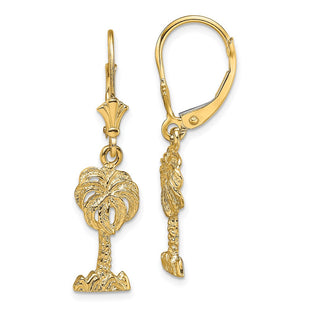 14K Palm Tree Leverback Earrings (Style TF1837)