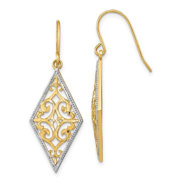 14k Yellow & Rhodium Earrings Style TF1861 - Classique Jewelry Inc.