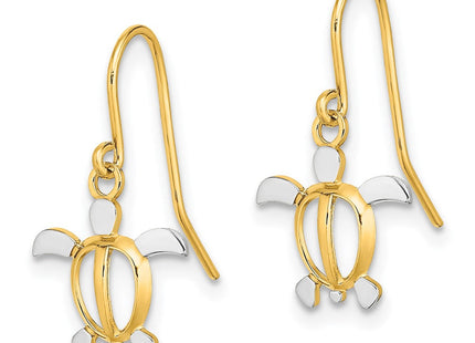 14K W/ Rhodium Sea Turtle Dangle Earrings (Style TF1862)