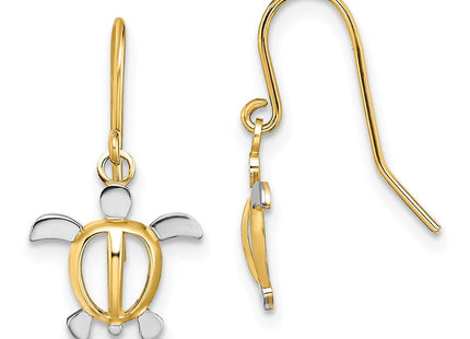 14K W/ Rhodium Sea Turtle Dangle Earrings (Style TF1862)