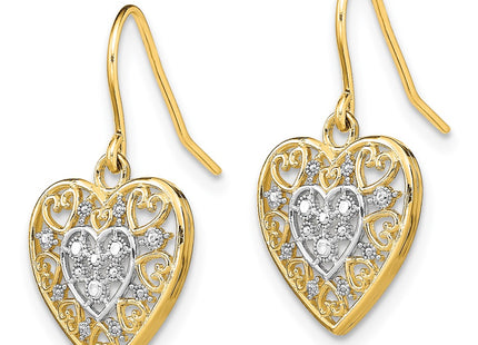 14k Yellow & Rhodium Earrings Style TF1866 - Classique Jewelry Inc.