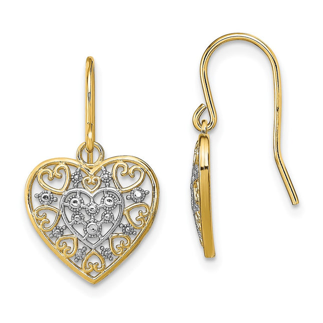 14k Yellow & Rhodium Earrings Style TF1866 - Classique Jewelry Inc.