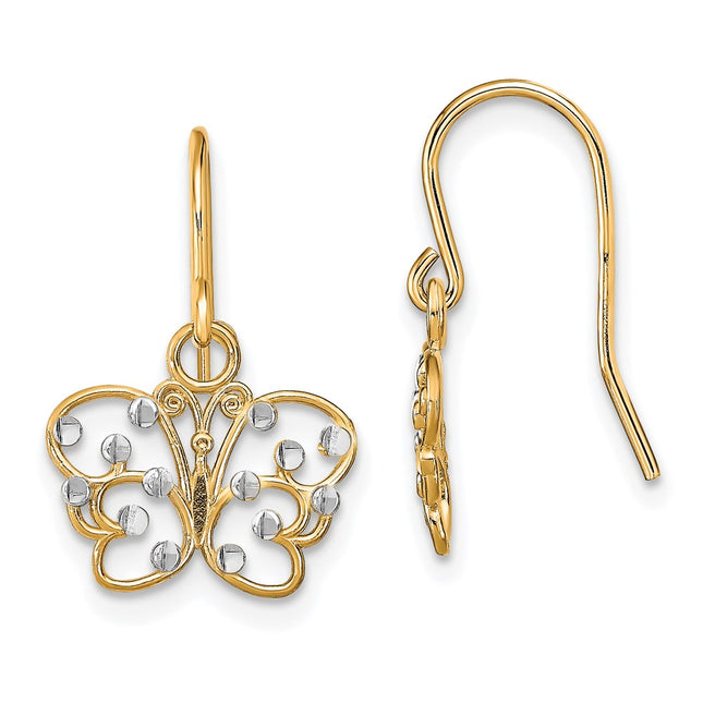 14k Yellow & Rhodium Earrings Style TF1869 - Classique Jewelry Inc.