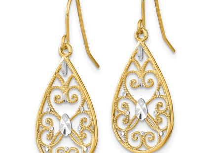 14k Yellow & Rhodium Earrings Style TF1873 - Classique Jewelry Inc.