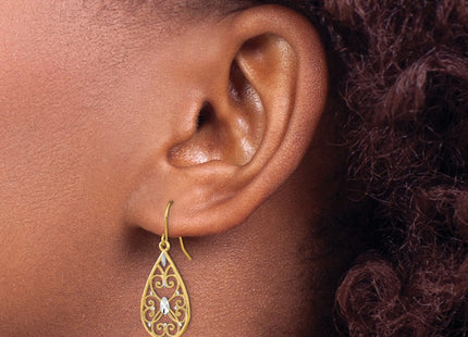 14k Yellow & Rhodium Earrings Style TF1873 - Classique Jewelry Inc.
