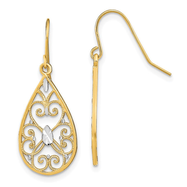 14k Yellow & Rhodium Earrings Style TF1873 - Classique Jewelry Inc.