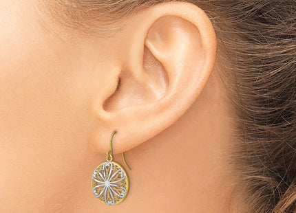 14k Yellow & Rhodium Earrings Style TF1878 - Classique Jewelry Inc.