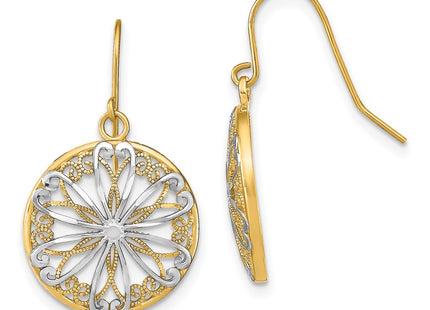 14k Yellow & Rhodium Earrings Style TF1878 - Classique Jewelry Inc.