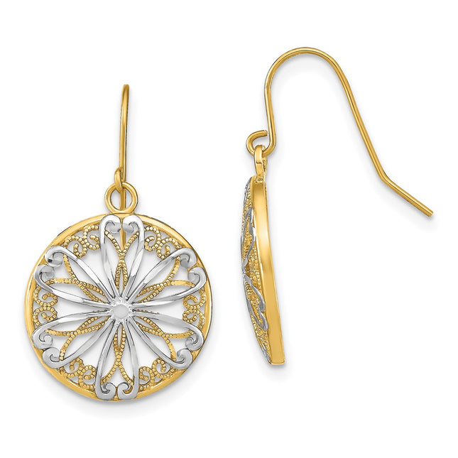 14k Yellow & Rhodium Earrings Style TF1878 - Classique Jewelry Inc.