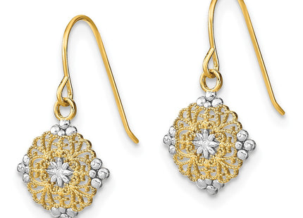 14k Yellow & Rhodium Earrings Style TF1890 - Classique Jewelry Inc.
