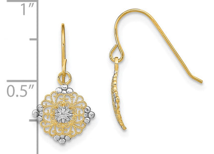 14k Yellow & Rhodium Earrings Style TF1890 - Classique Jewelry Inc.