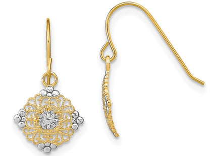 14k Yellow & Rhodium Earrings Style TF1890 - Classique Jewelry Inc.