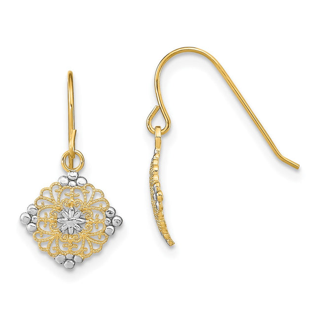 14k Yellow & Rhodium Earrings Style TF1890 - Classique Jewelry Inc.