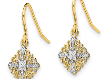 14k Yellow & Rhodium Earrings Style TF1892 - Classique Jewelry Inc.