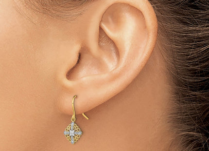 14k Yellow & Rhodium Earrings Style TF1892 - Classique Jewelry Inc.