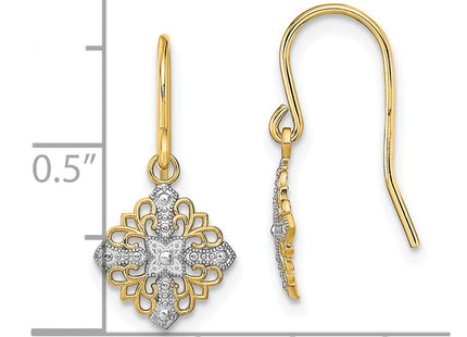 14k Yellow & Rhodium Earrings Style TF1892 - Classique Jewelry Inc.