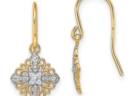 14k Yellow & Rhodium Earrings Style TF1892 - Classique Jewelry Inc.