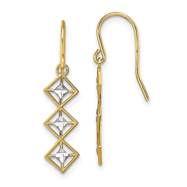 14k Yellow & Rhodium Earrings Style TF1896 - Classique Jewelry Inc.