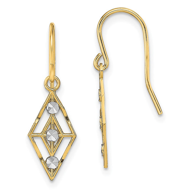 14k Yellow & Rhodium Earrings Style TF1897 - Classique Jewelry Inc.