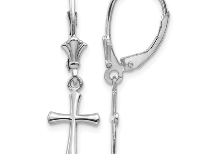 14K white gold cross drop earrings