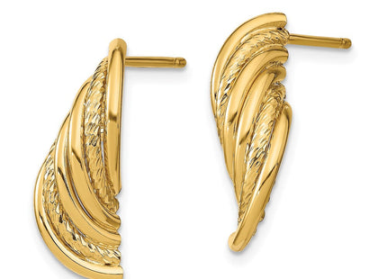 14K gold cross drop earrings, alternate view