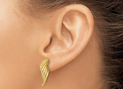 14K gold cross drop earrings, another view