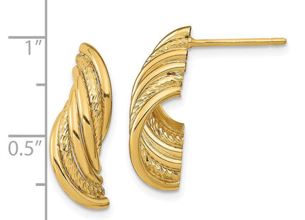 14K gold cross drop earrings, further view