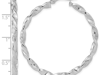 14K white gold hoop earrings, further view