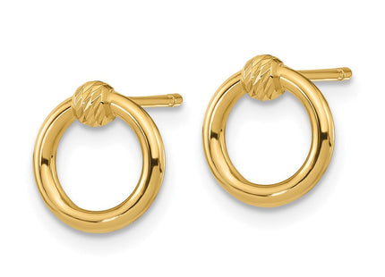 14K Polished D/C Circle Post Earrings (Style TF1984)