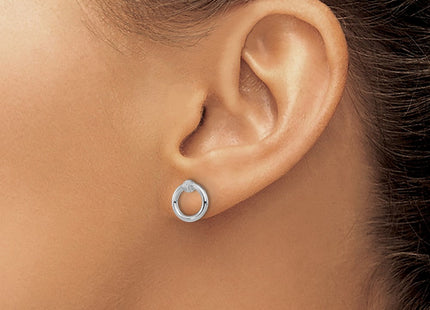 14k White Gold Polished D/C Circle Post Earrings (Style TF1984W)