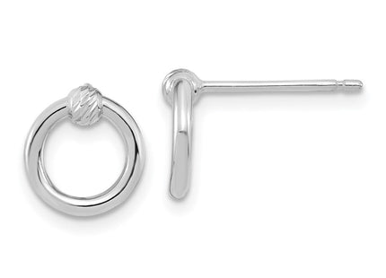 14k White Gold Polished D/C Circle Post Earrings (Style TF1984W)
