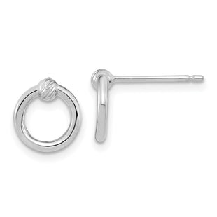 14k White Gold Polished D/C Circle Post Earrings (Style TF1984W)