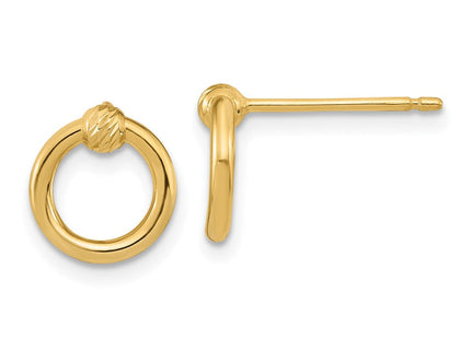 14K Polished D/C Circle Post Earrings (Style TF1984)