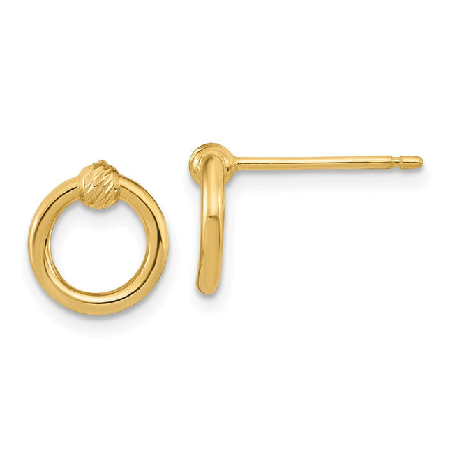 14K Polished D/C Circle Post Earrings, 10.15 x 9.65mm
