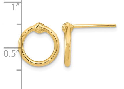 14K gold circle earrings, further view