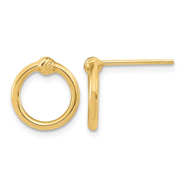 14K Polished D/C Circle Post Earrings, 12.5 x 11.25mm