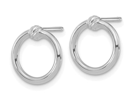 14K white gold circle earrings, alternate view