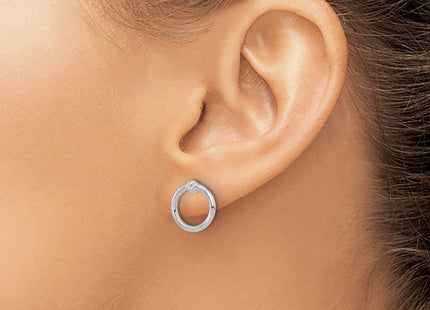 14K white gold circle earrings, another view