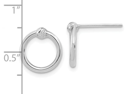 14K white gold circle earrings, further view