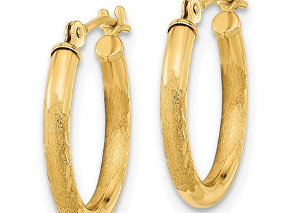 14K Polished and Satin Diamond-cut Hoop Earrings (Style TF2000)
