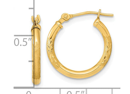 14K Polished and Satin Diamond-cut Hoop Earrings (Style TF2000)
