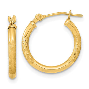 14K Polished and Satin Diamond-cut Hoop Earrings (Style TF2000)